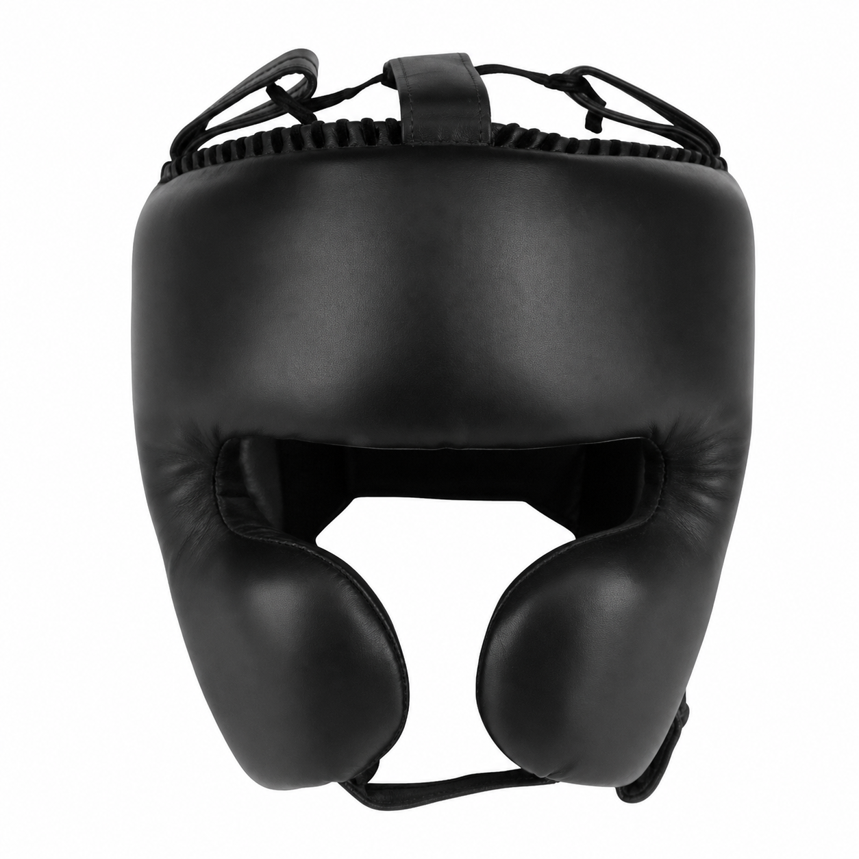 Boxing Head Guard PU Leather Black Custom Combat Sports manufacturer